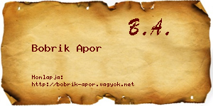 Bobrik Apor névjegykártya